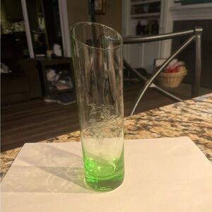 Vintage Etched Clear Bud Vase with green base